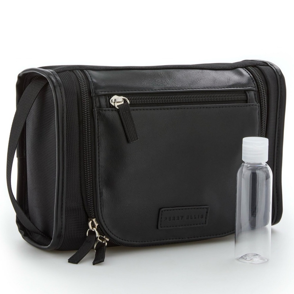 Perry Ellis Sleek Black Toiletry Bag for Men